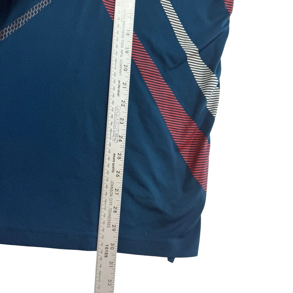 IZOD Golf Polo Shirt Mens XL Blue Short Sleeve Diagonal Stripe Performance - Picture 3 of 8